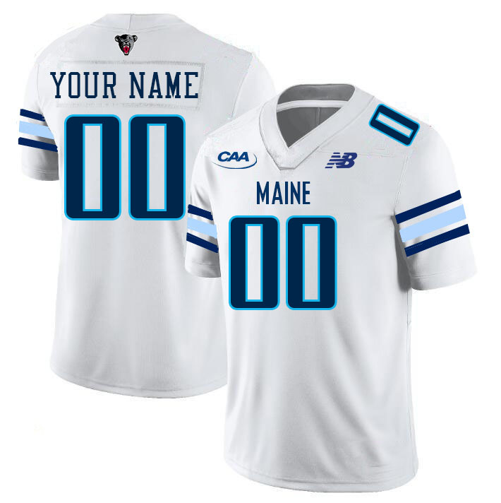 Custom Maine Black Bears Name And Number Football Jerseys-White